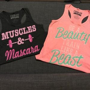 2 Chin❤️Up graphic workout shirts