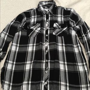 Justice Black & White Plaid Flannel