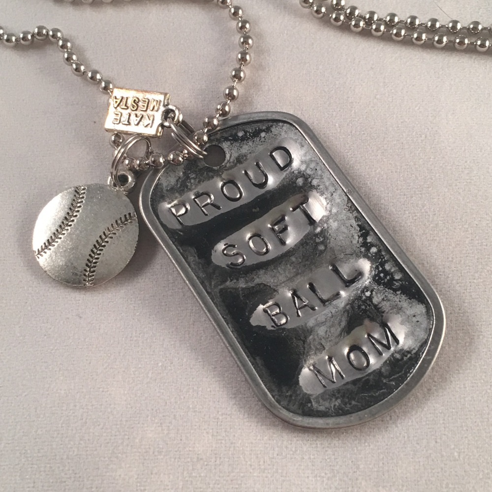 Proud Softball Mom Dog Tags