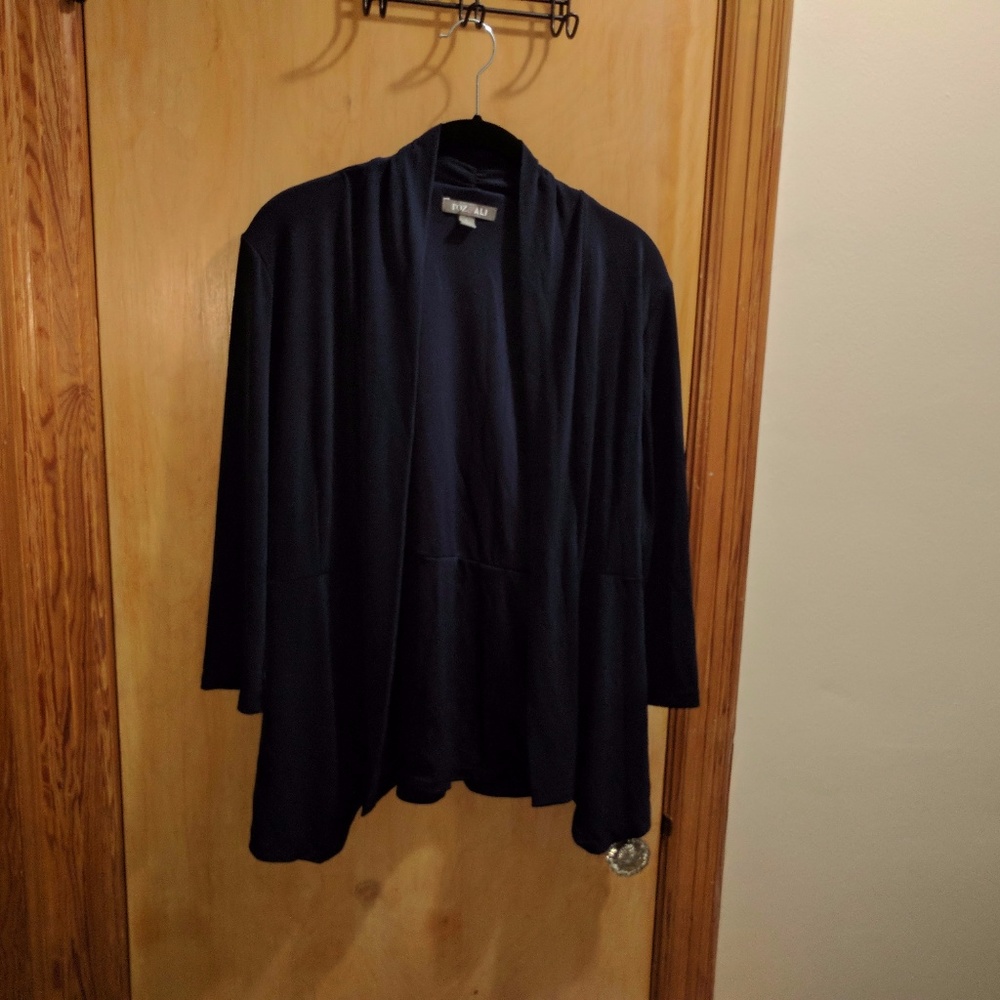 Navy blue open front cardigan