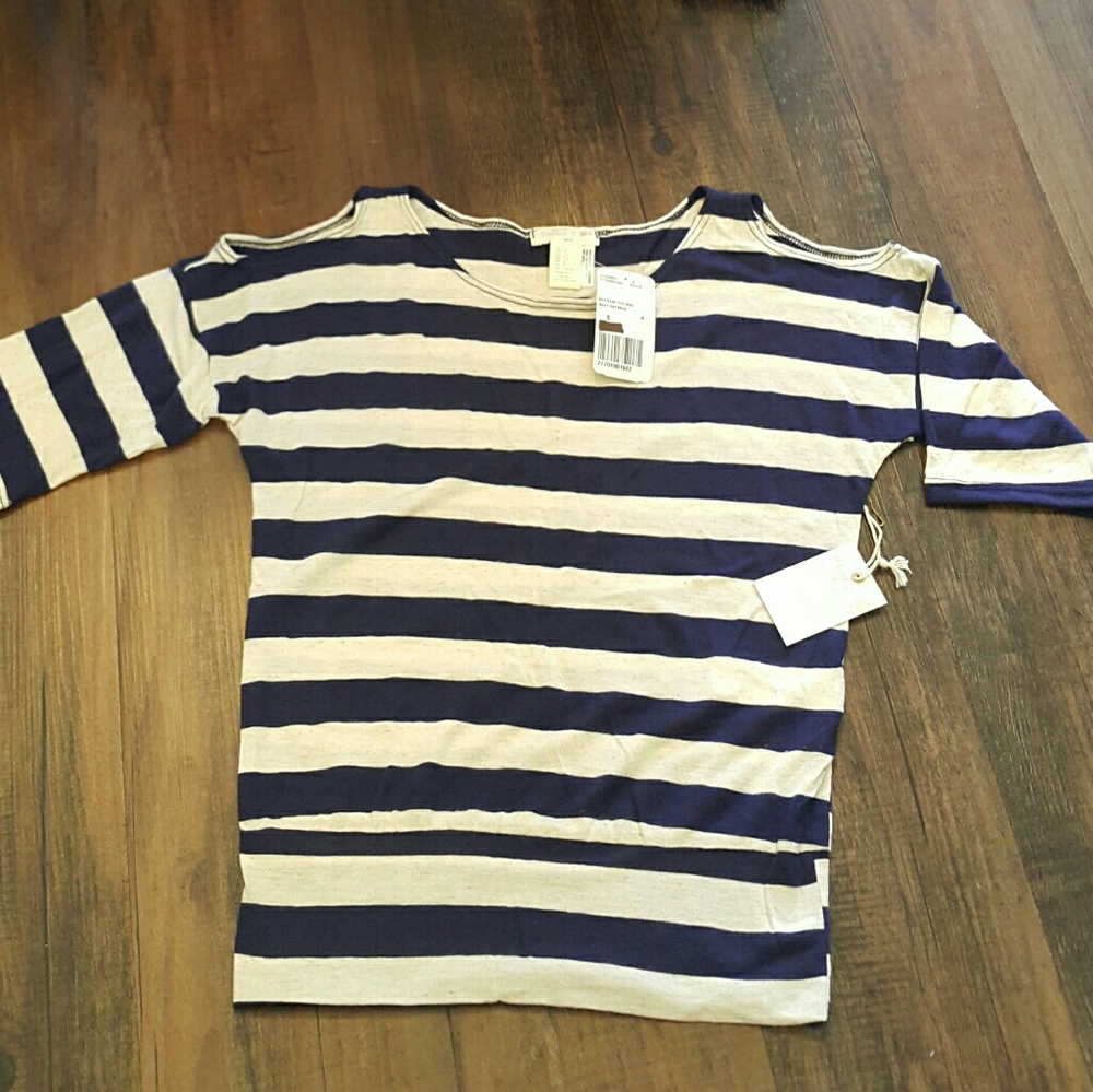 Stripped Cold-Shoulder Girls Top
