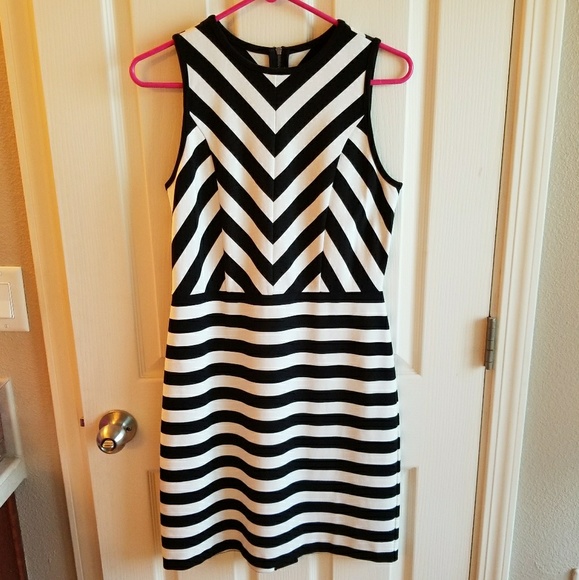 SOLD- Black and White Stripped Loft Dress - Picture 1 of 3