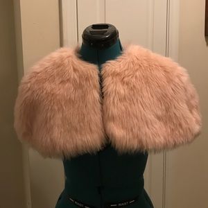Pink faux fur stole wrap for little girls