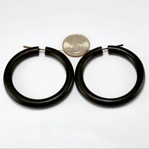 Namaya Hoops Stirrup Post Earrings - Arang Wood