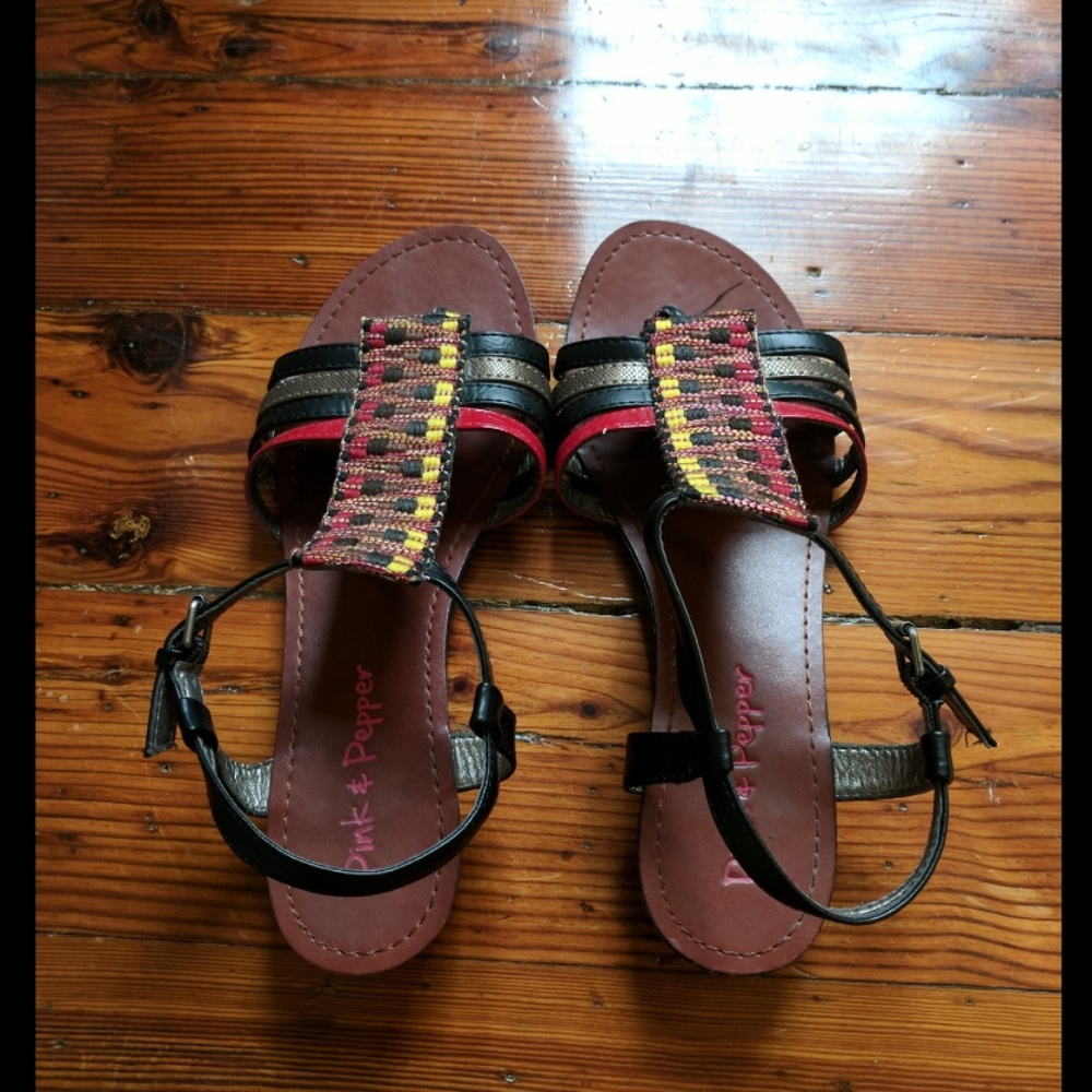 Pink & Pepper Leather Strappy Sandals