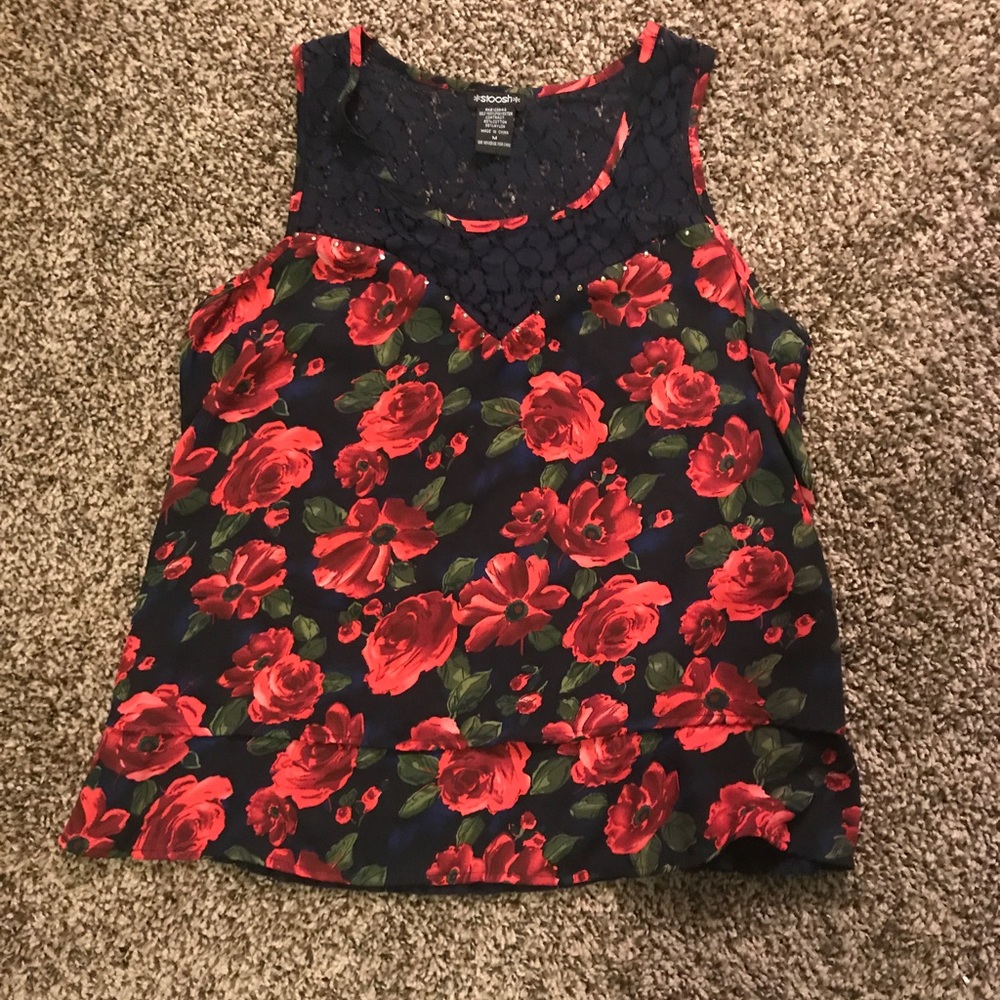 Rose and lace tank top