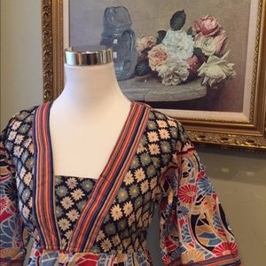 Boho pattern hippieback tie top