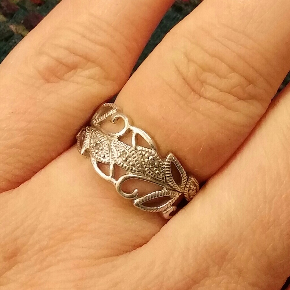 Sterling and Diamond Vine ring
