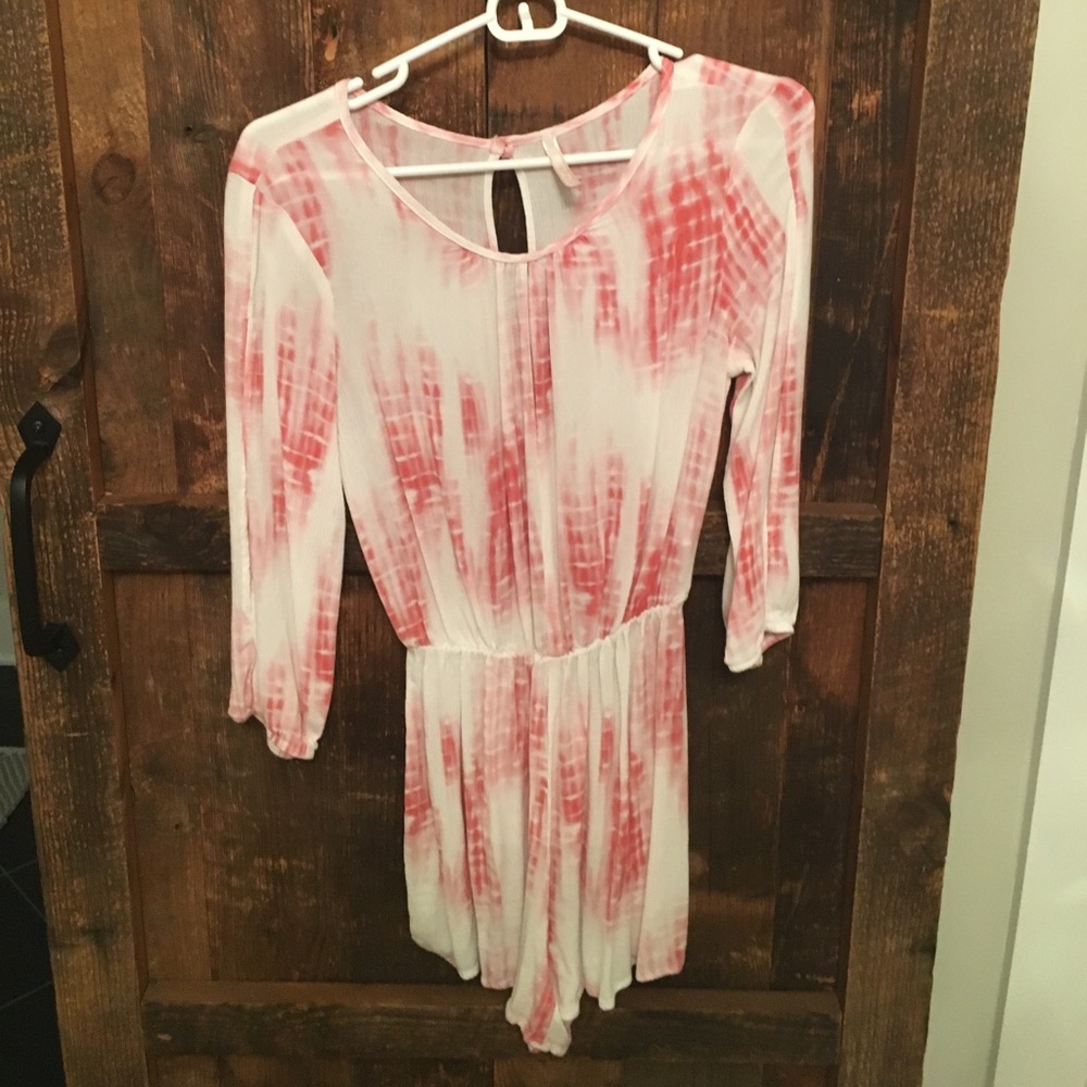 Pink and white romper