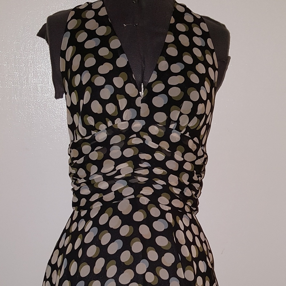 Halter V-Neck Black Dots SunDress Backless