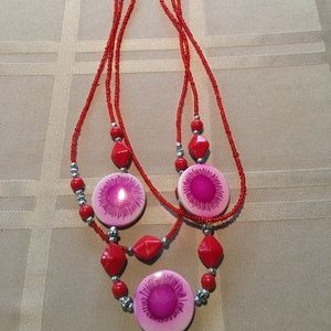 Beaded necklace and earrings