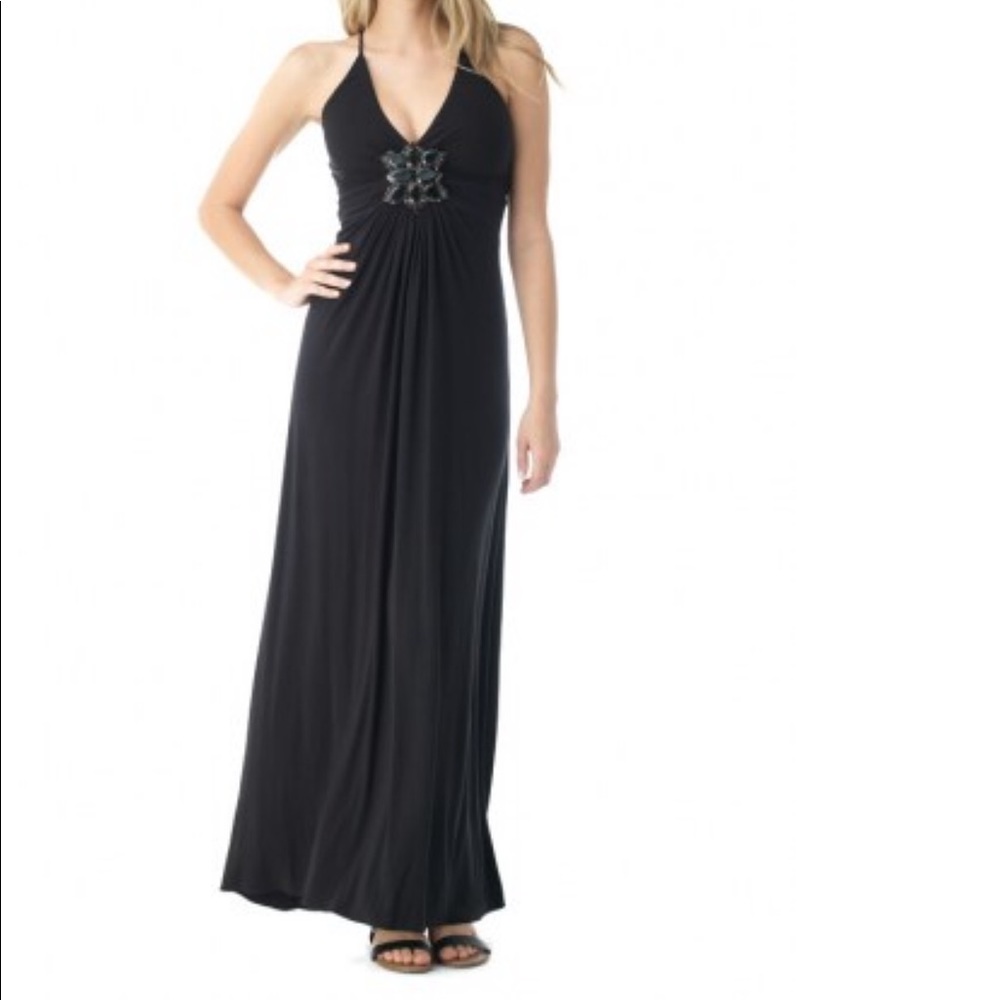 SKY Joanna black maxi dress with jewel detail S