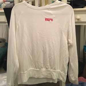 soft white thin sweatshirt with Bowie embroidered