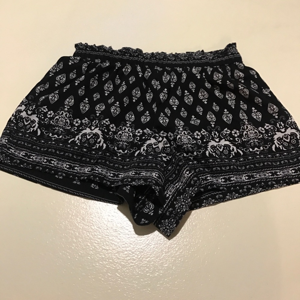Black Printed Soft Shorts