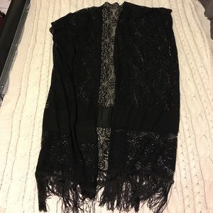 Long Black Lace Cardigan