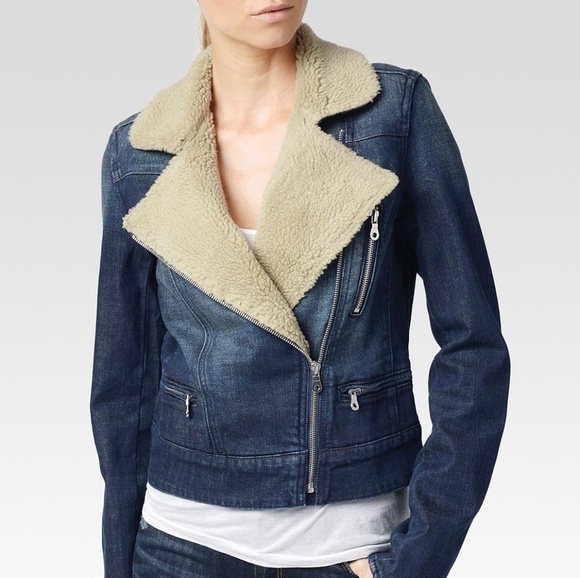 PAIGE Jackets & Blazers - NEW Paige Denim Sydney Sherpa Moto Jacket S