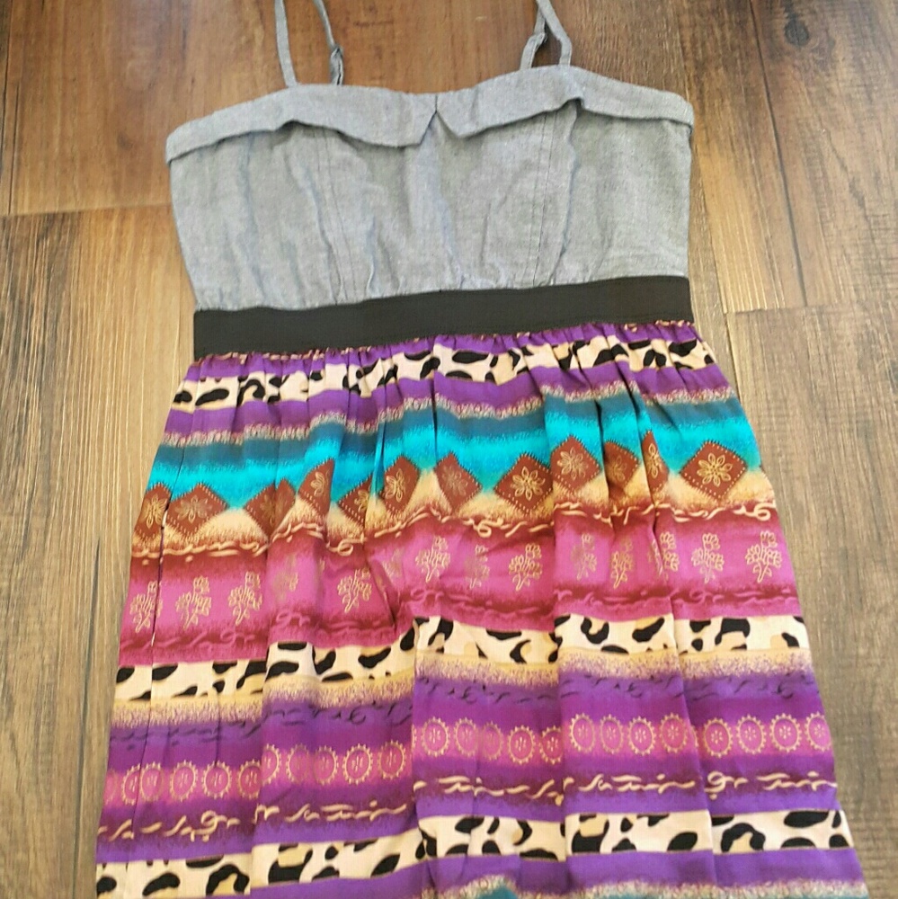Empire Waist Mixed Fabric Girls Dress
