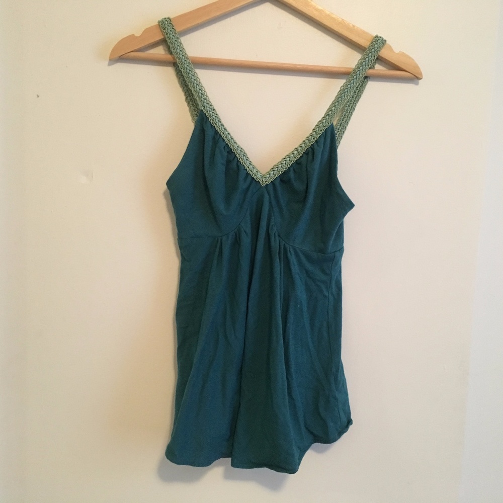 Sweetees Flowy Teal Tank Top w/ Embroidered Straps
