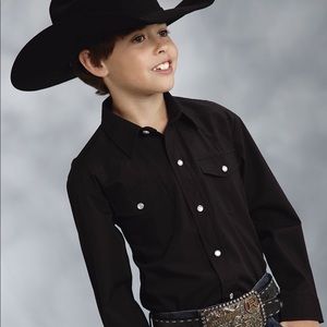 Boys Black white button down dress shirt sz. 8