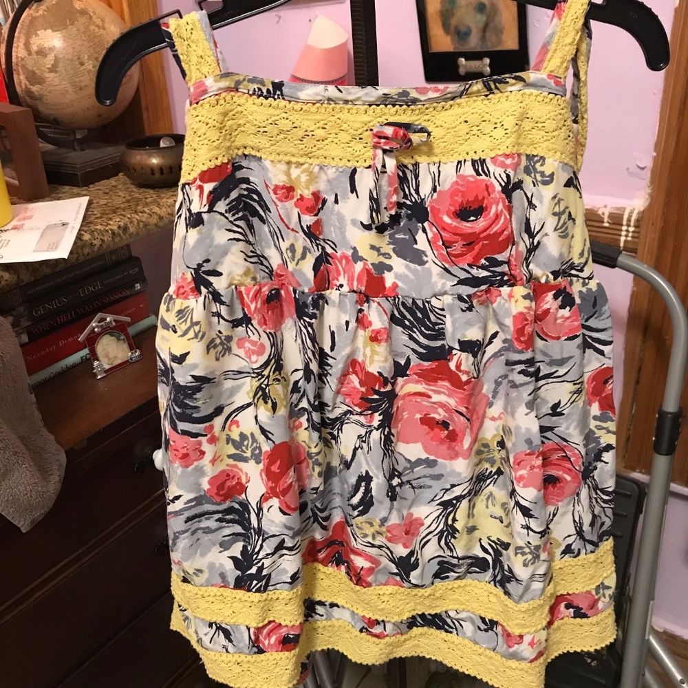 Anthropologie Silk Halter Top  floral manoush L