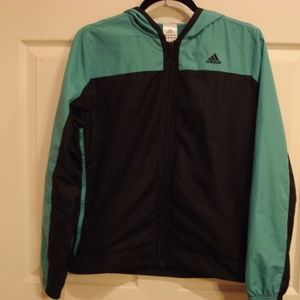 Adidas teal and black windbreaker