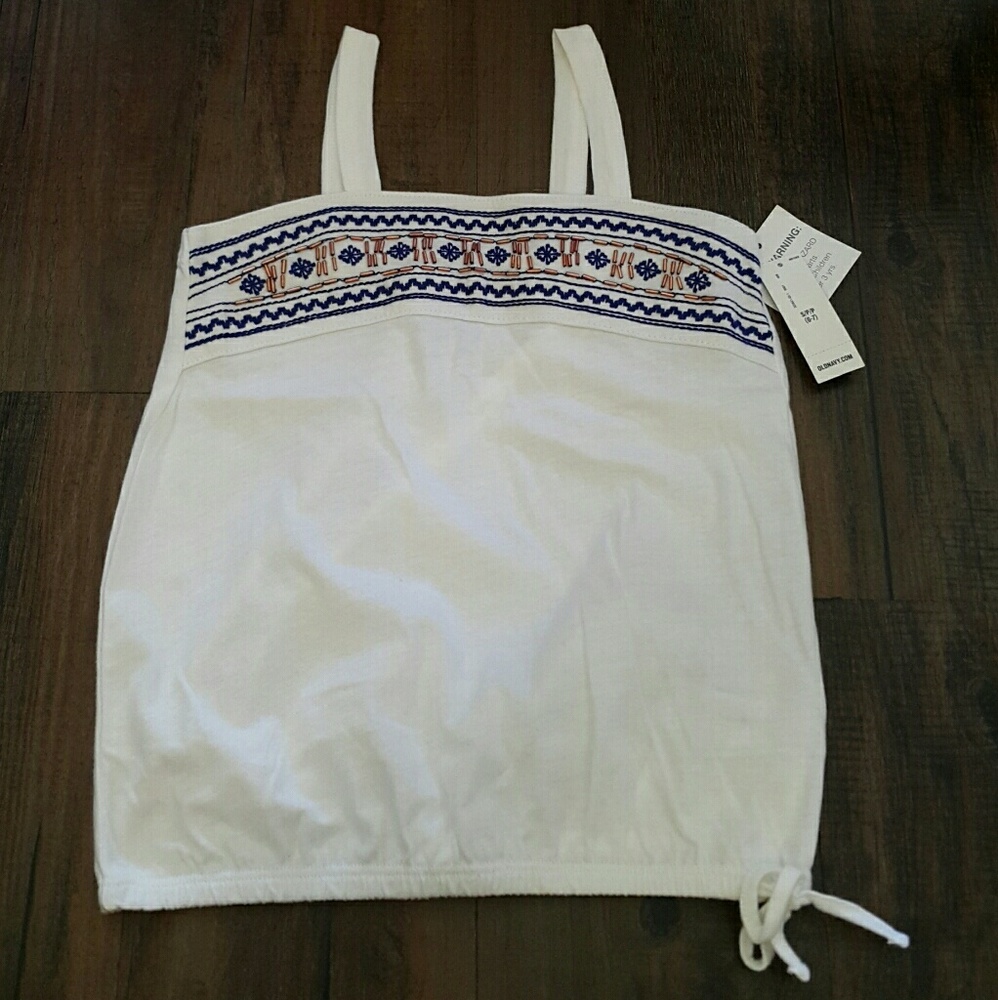 Beaded and Embroidered White Girls Tank
