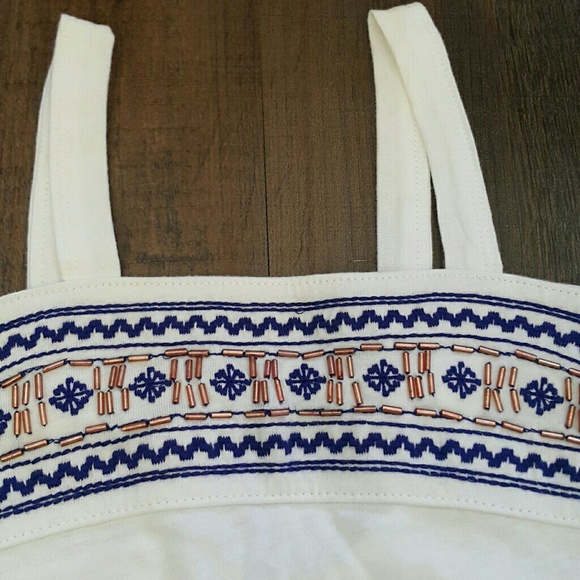 Beaded and Embroidered White Girls Tank - Picture 2 of 3