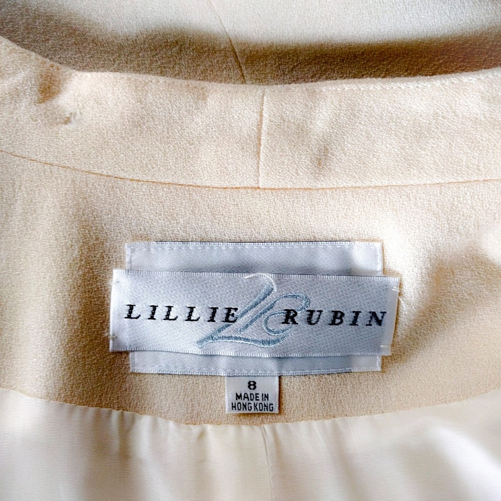 Vintage 1990s Lillie Rubin Ivory Gold Beaded Wedding Blazer Jacket M - Picture 7 of 7