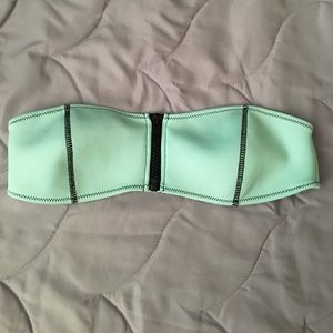 blue zip up strapless bikini top