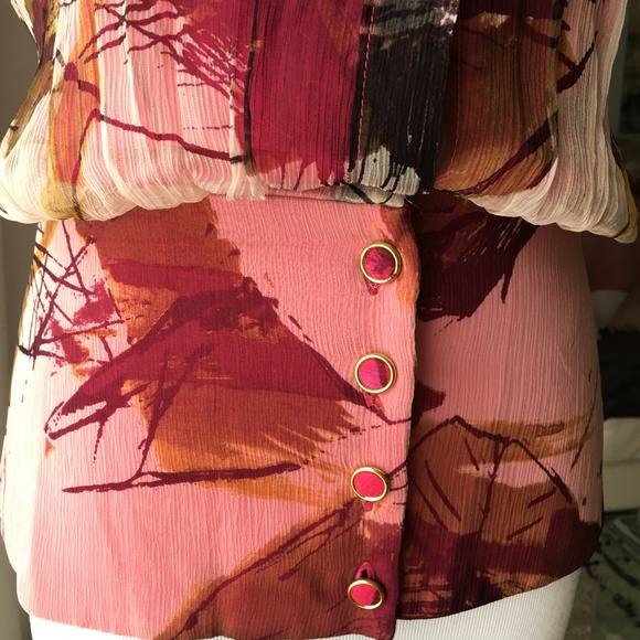 Black Halo Floral Silk Necktie Halter Top Blouse - Picture 4 of 6