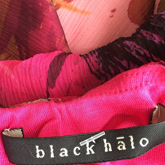 Black Halo Floral Silk Necktie Halter Top Blouse - Picture 6 of 6