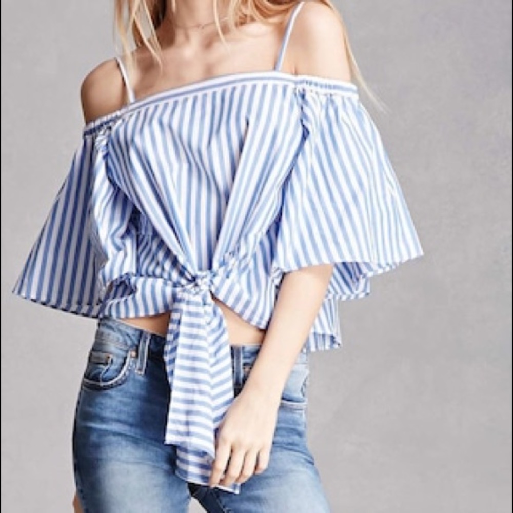 Striped Open-Shoulder Top