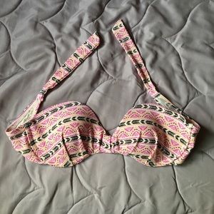 strapless bikini top w/ black orange lilac design