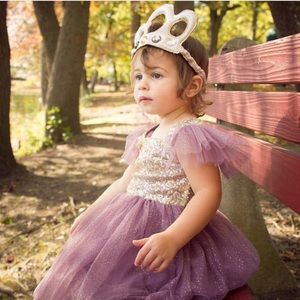 Beautiful Sequin Tulle Dress Purple and Gold
