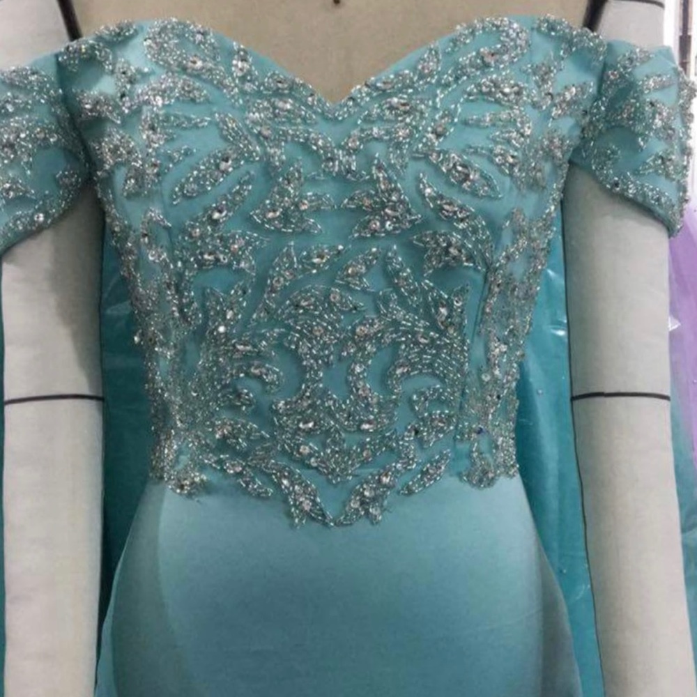 Custom Aqua prom/pageant dress