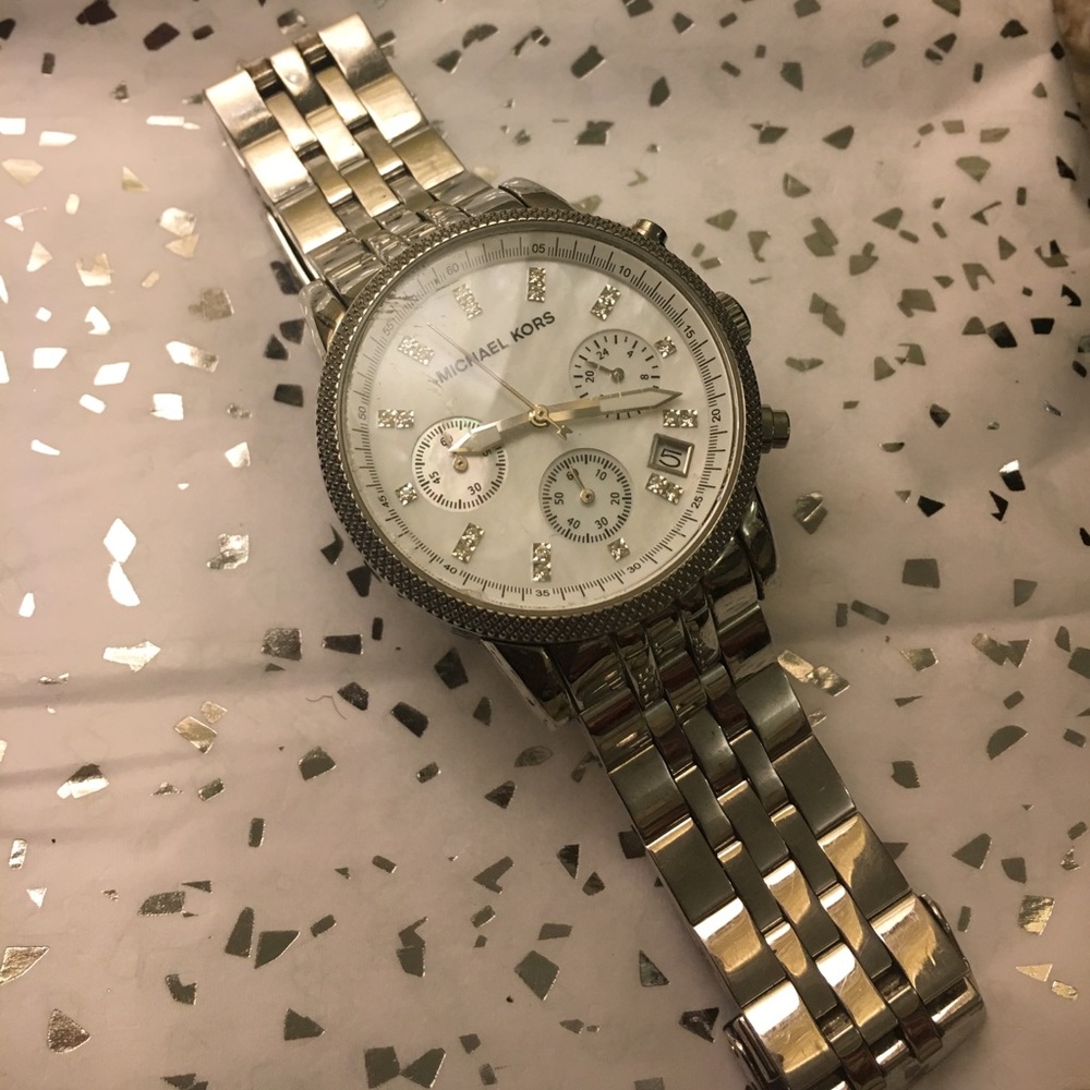 Mother of pearl and diamond Michael Kors watch