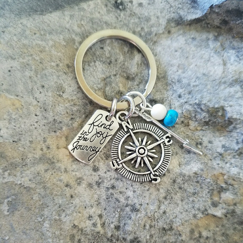 Handcrafted Novelty Journey compass keychain