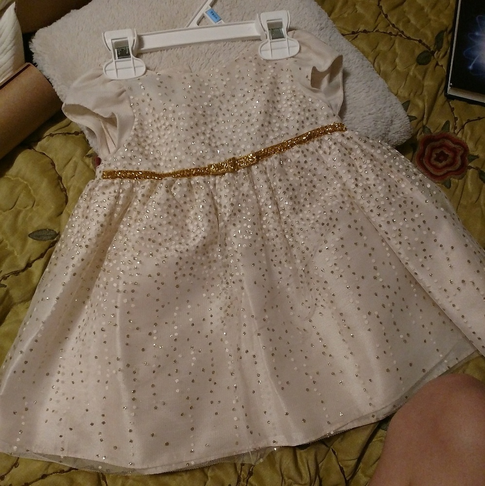 Gold sparkled white dress