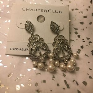 Silver and pearl earrings