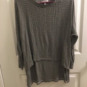 Striped high-low shirt