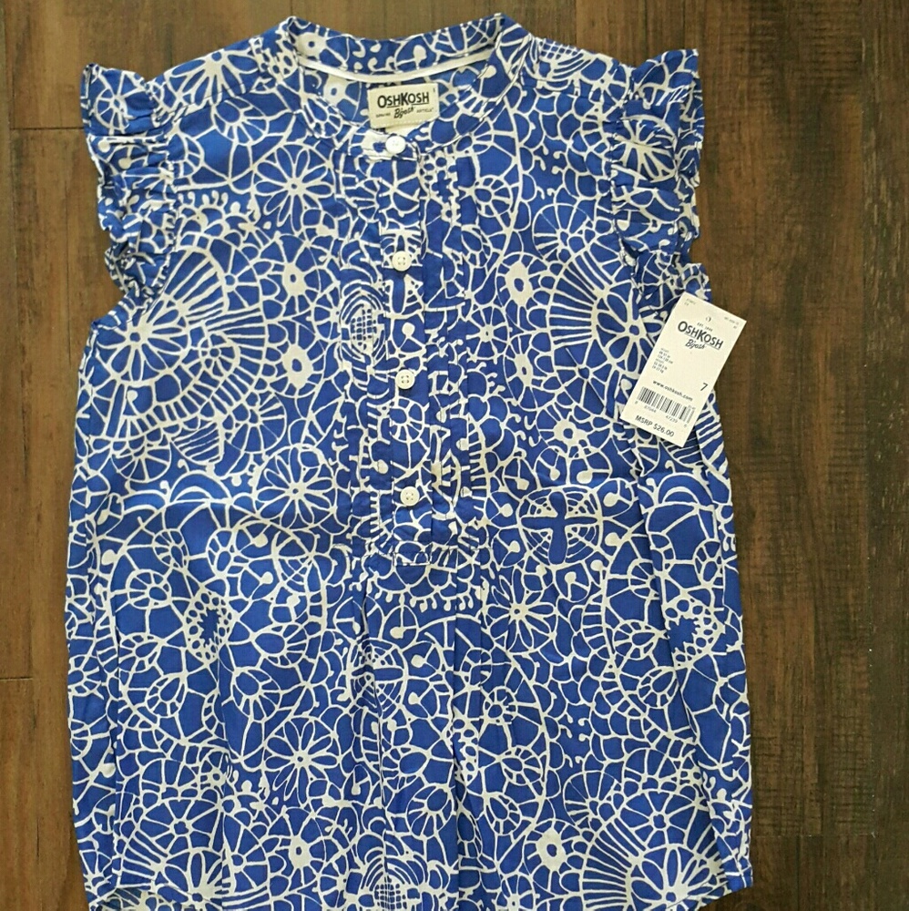 Beautiful Blue and White Pattern Girls Blouse