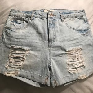 Ripped Cuffed Denim Shorts