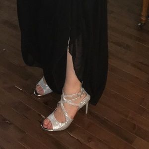 Sparkly silver high heels