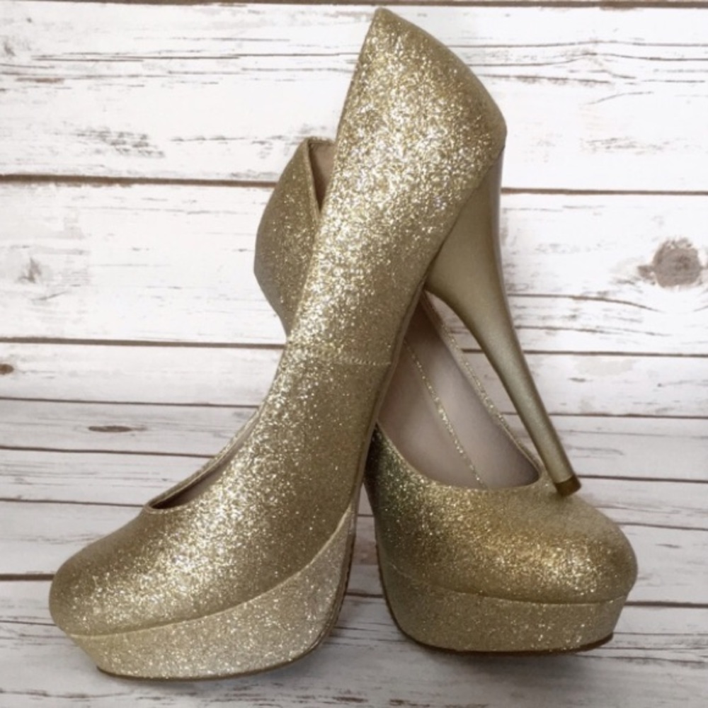 Gold Glitter Heels