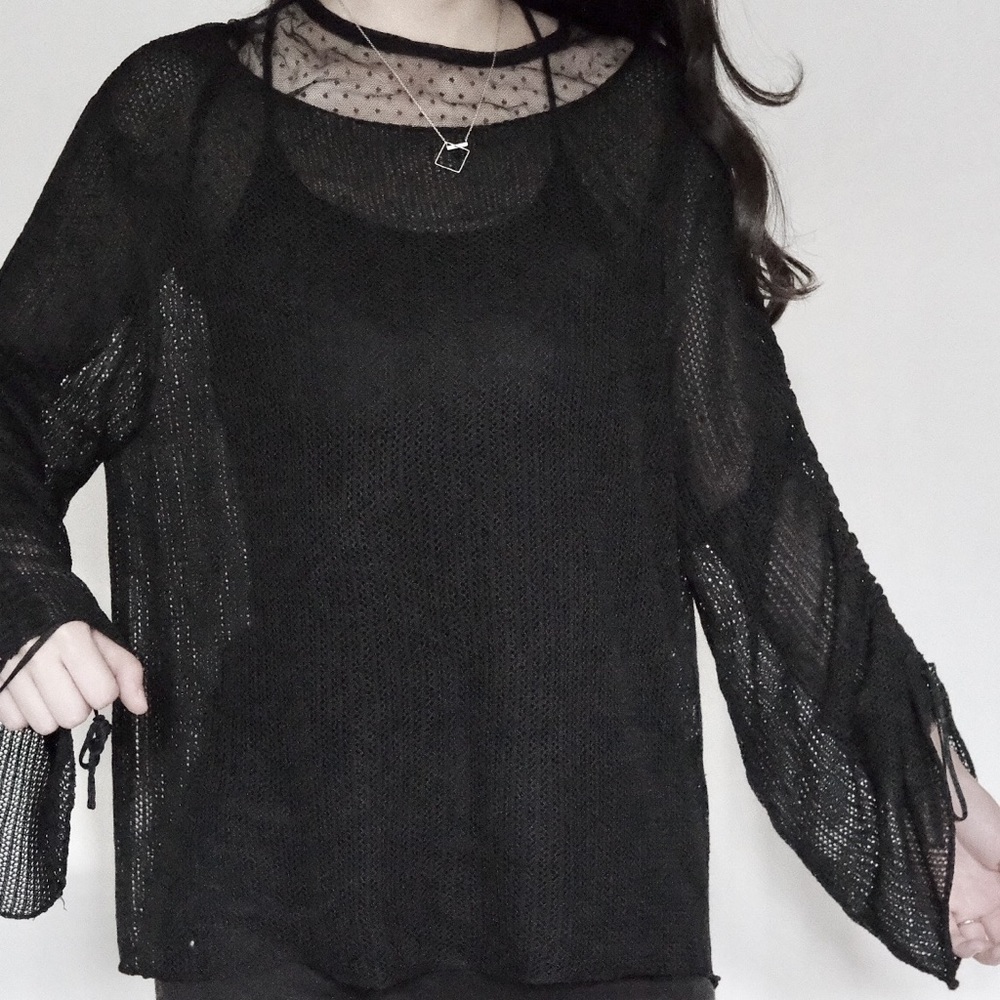 Zara see through top with oversized sleeves