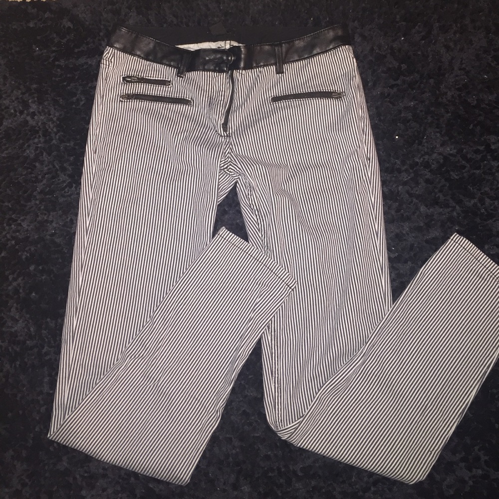 B&W pinstriped jean pants. H&M