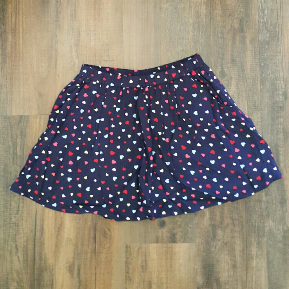 Flirty Blue Skirt with Multi Colored Hearts