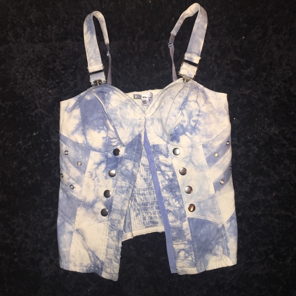 Tie dye, jean, corset/croptop! Absolutely love!