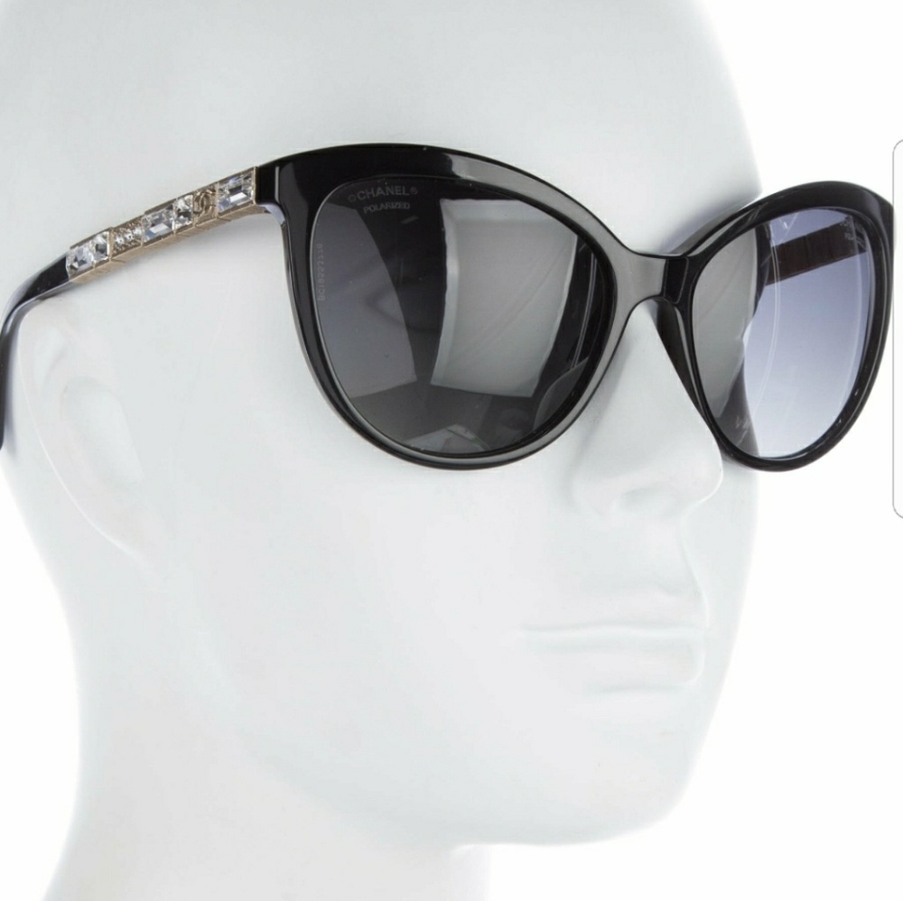 Chanel cat-eye bijou black sunglasses