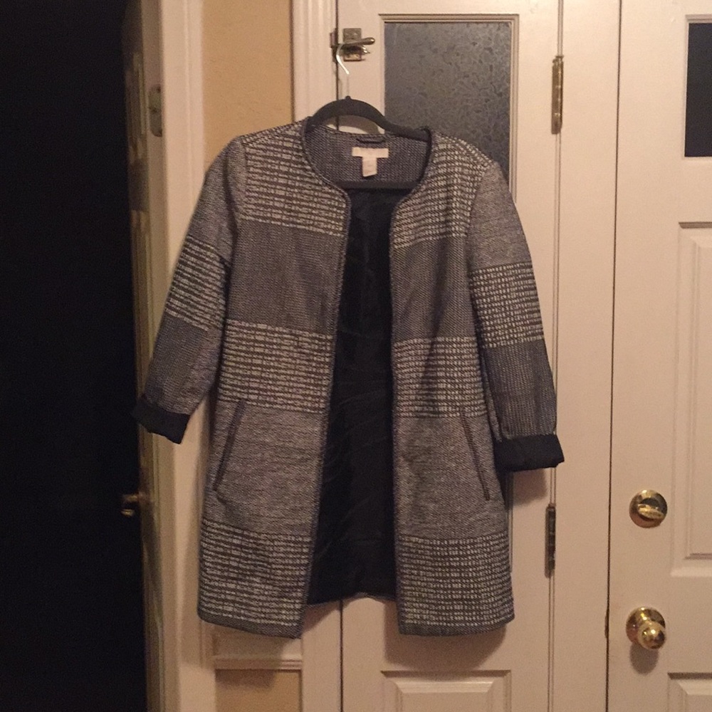Charcoal grey patterned long blazer